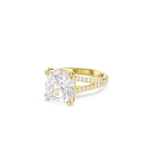 Swarovski Stilla Square Cut Cocktail Ring Pavé Gold Plated