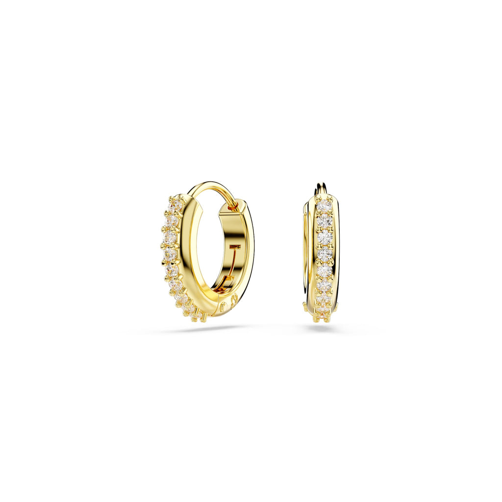 Swarovski Matrix Round Cut Zirconia Mini Hoop Earrings Gold Plated