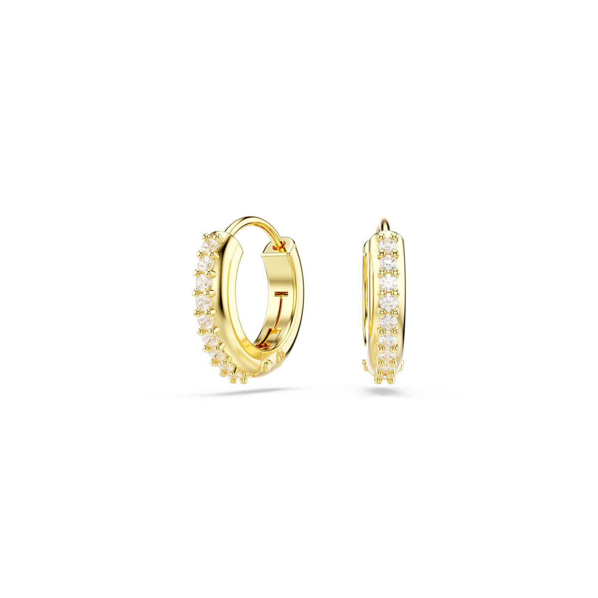 Swarovski Matrix Round Cut Zirconia Mini Hoop Earrings Gold Plated — view 2