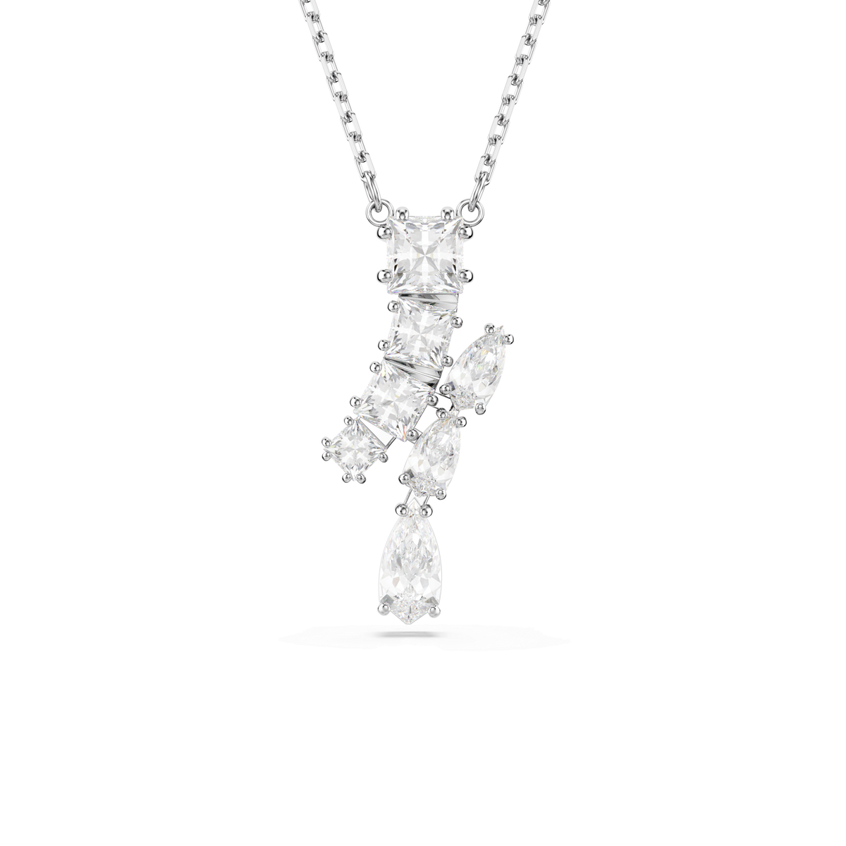 Swarovski Matrix. Mixed Cuts Pendant, Rhodium Plated