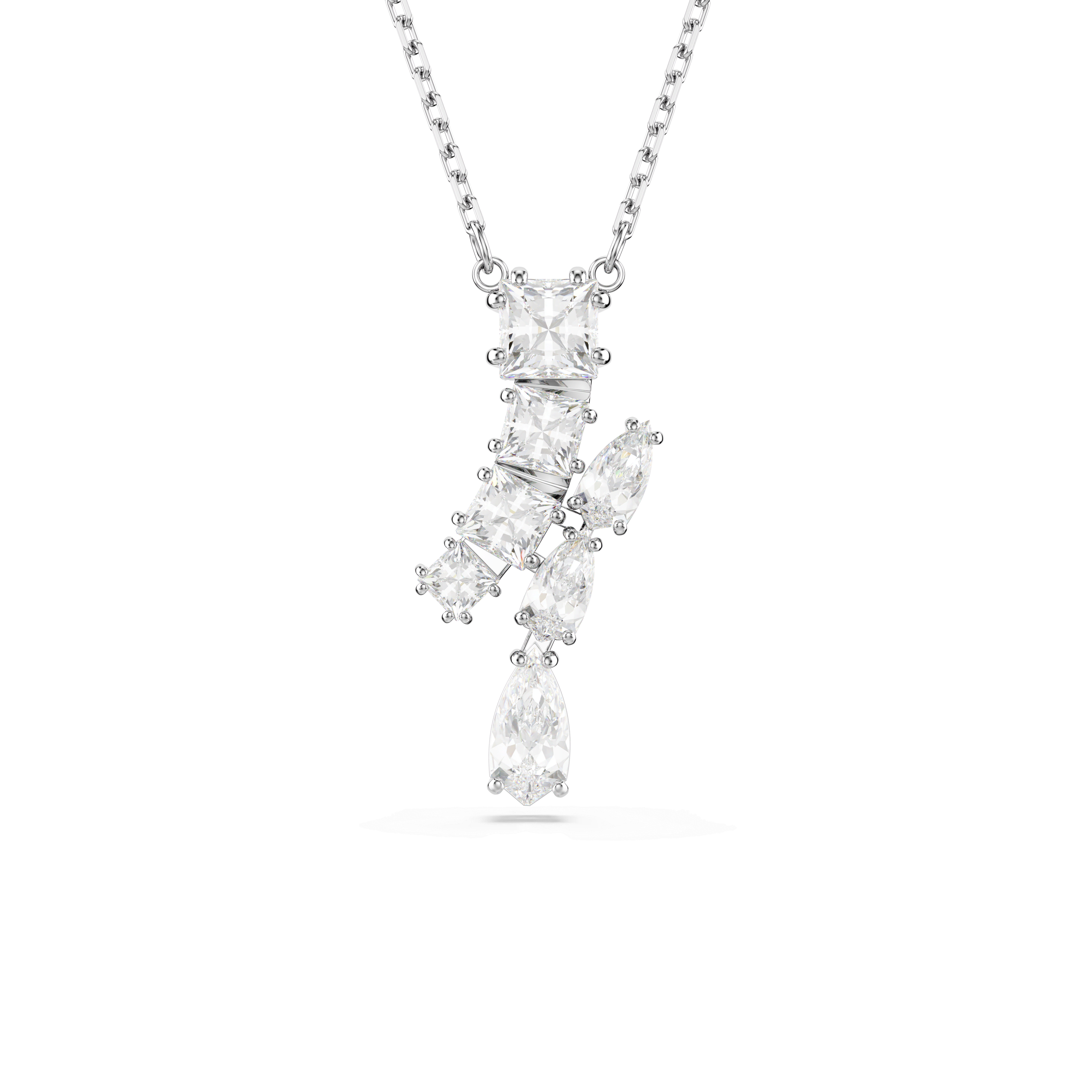 Swarovski Matrix. Mixed Cuts Pendant, Rhodium Plated