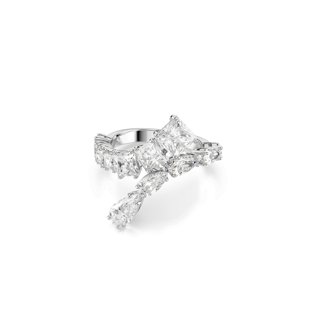 Swarovski Matrix Mixed Cuts Ring Rhodium Plated