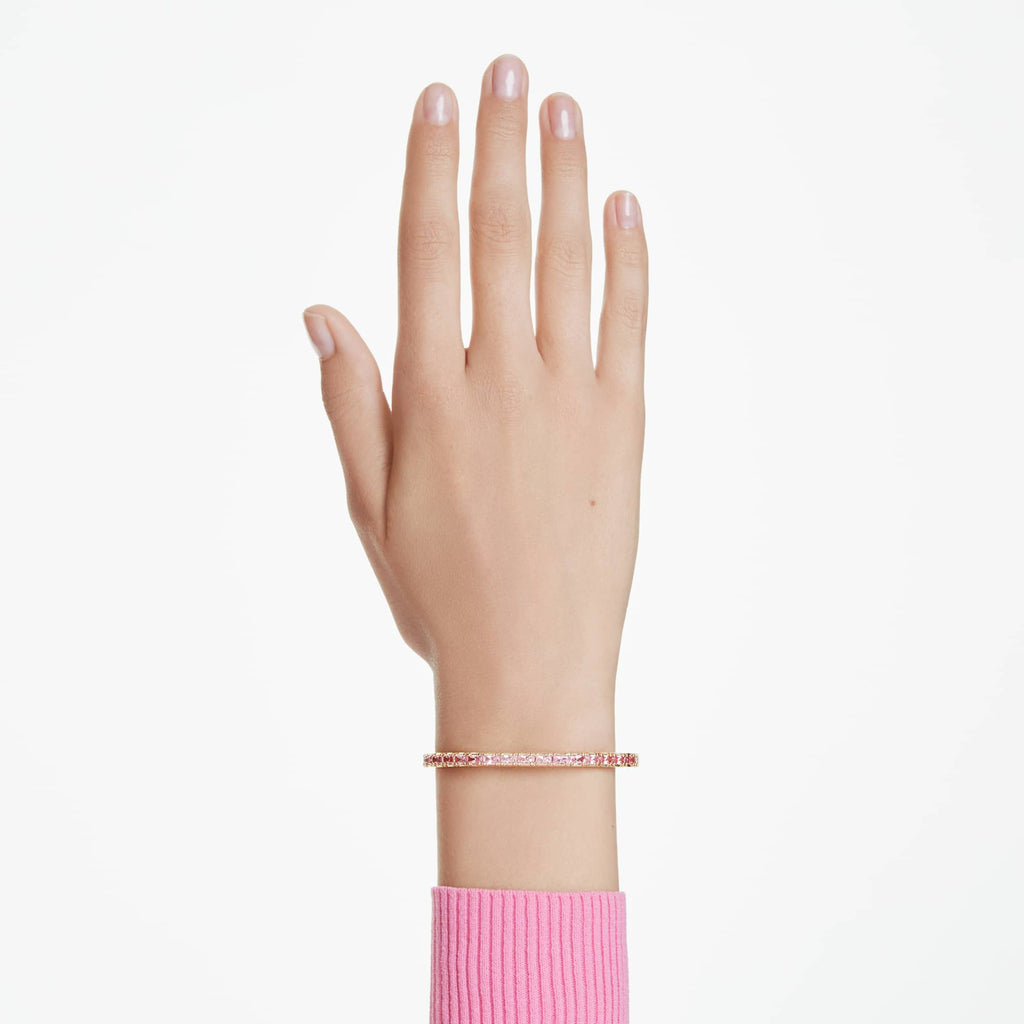 Swarovski Matrix Pink Baguette Cut Bangle Gold Plated — view 2