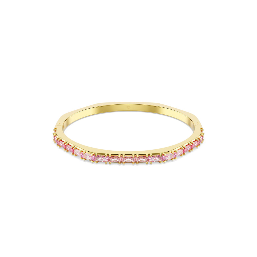 Swarovski Matrix Pink Baguette Cut Bangle Gold Plated