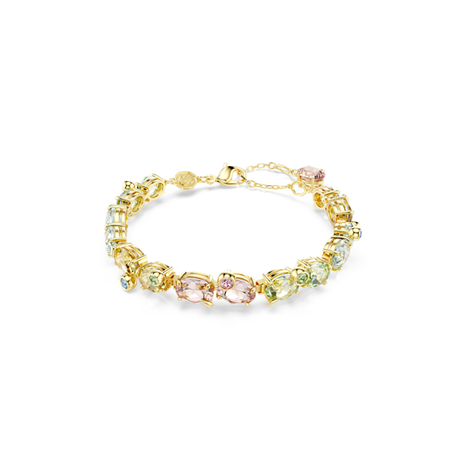 Swarovski Gema Mixed Cut Multicoloured Tennis Bracelet Gold Plated