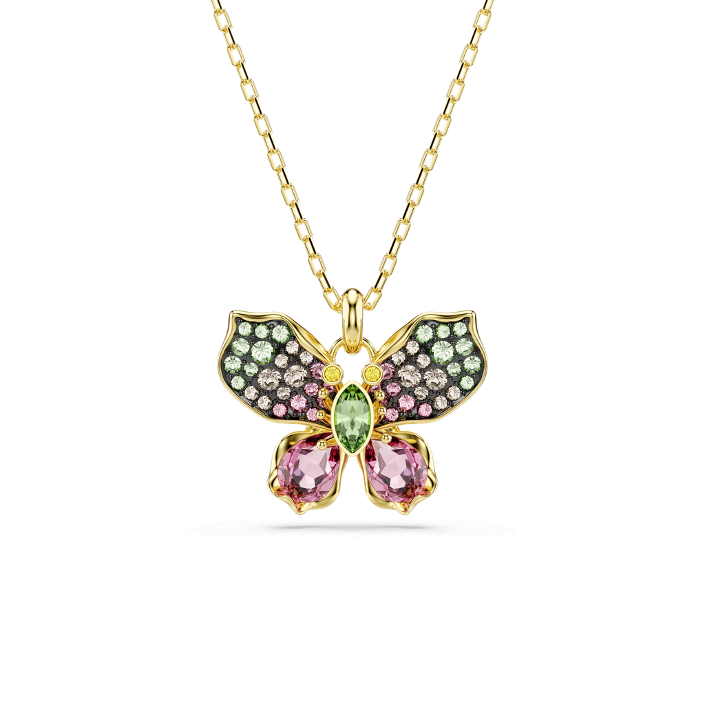 Swarovski Idyllia Multicoloured Butterfly Crystal Pendant Necklace Gold Plated
