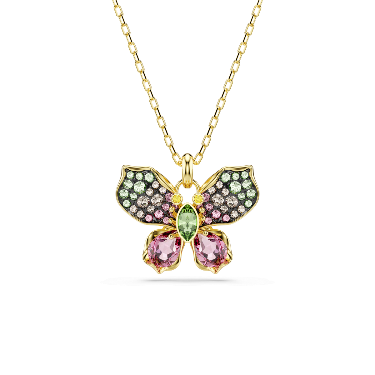 Swarovski Idyllia Multicoloured Butterfly Crystal Pendant Necklace Gold Plated