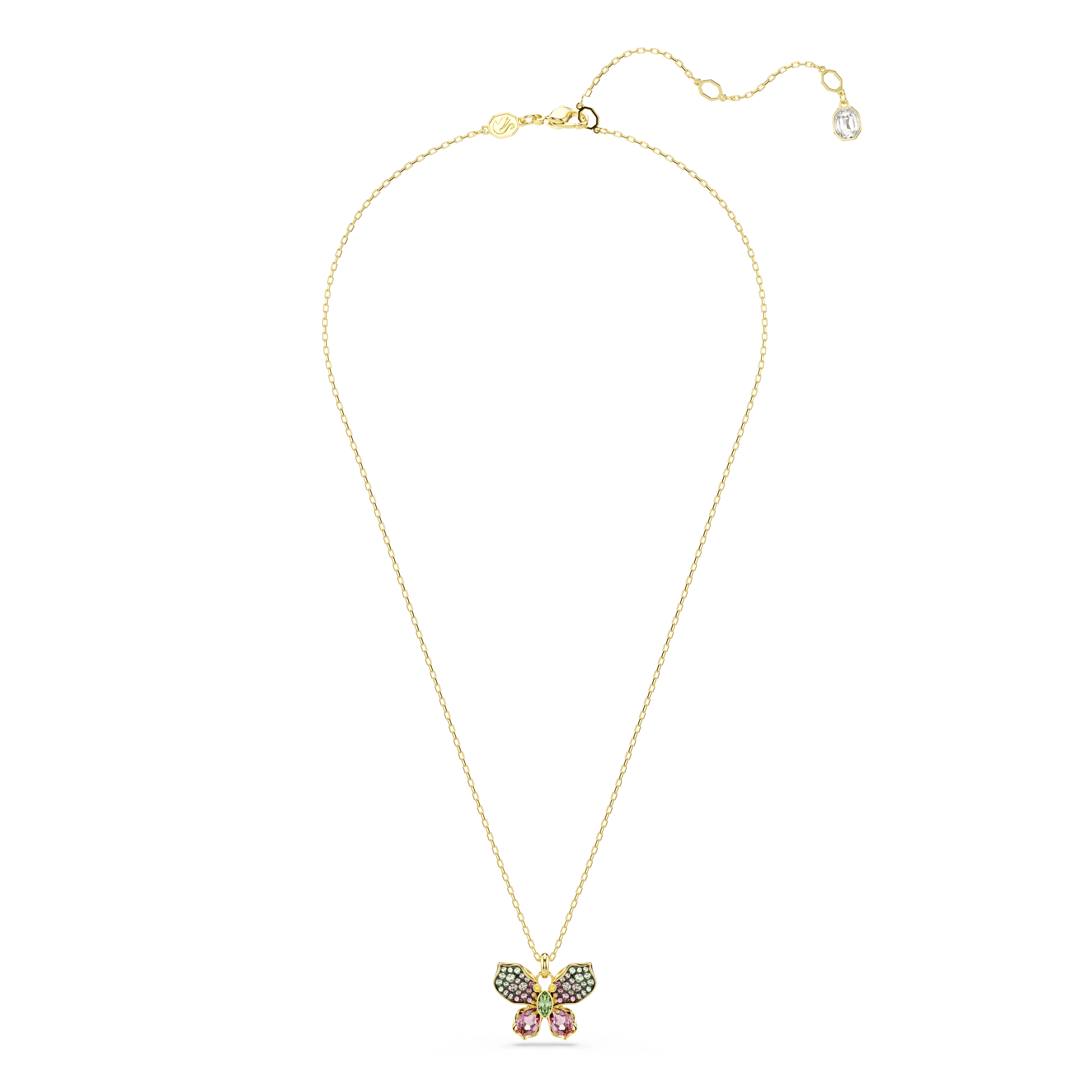 Swarovski Idyllia Multicoloured Butterfly Crystal Pendant Necklace Gold Plated — view 2
