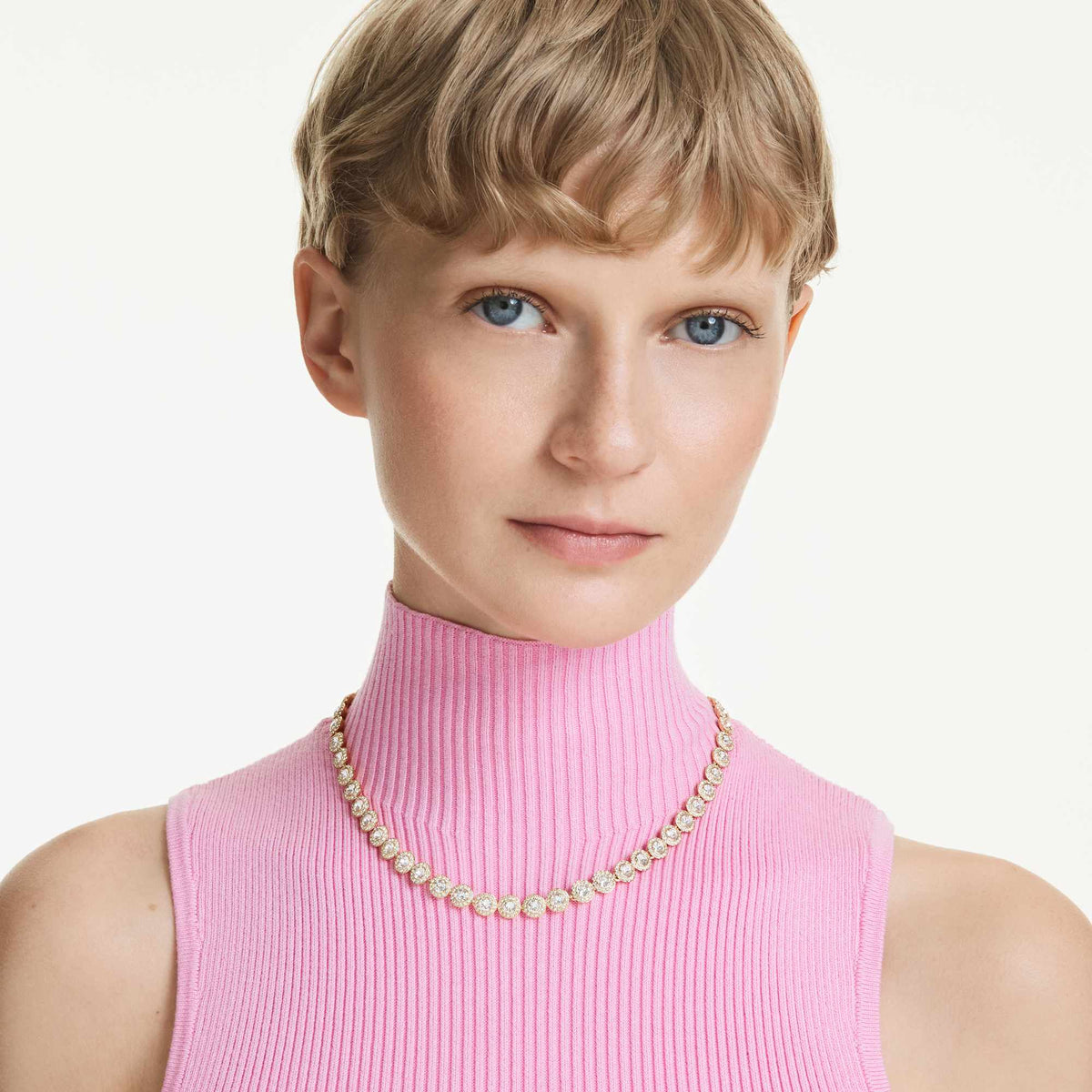 Swarovski Una Angelic Round Cut Crystal Necklace Rhodium Plated — view 3