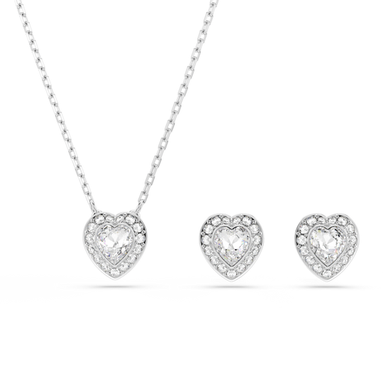 Swarovski Ariana Grande 2025 Capsule Collection: Angelic Heart Pendant and Earring Set Rhodium Plated