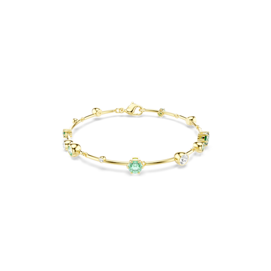 Swarovski Constella bracelet Mixed cuts, Green, Gold-tone plated