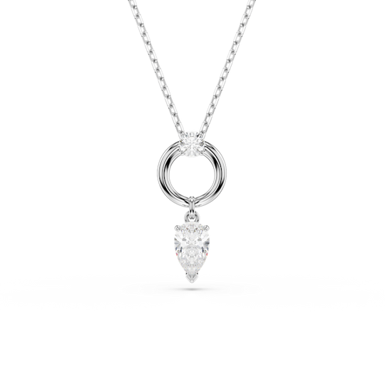 Swarovski Mesmera Pendant Pear Cut, White, Rhodium Plated
