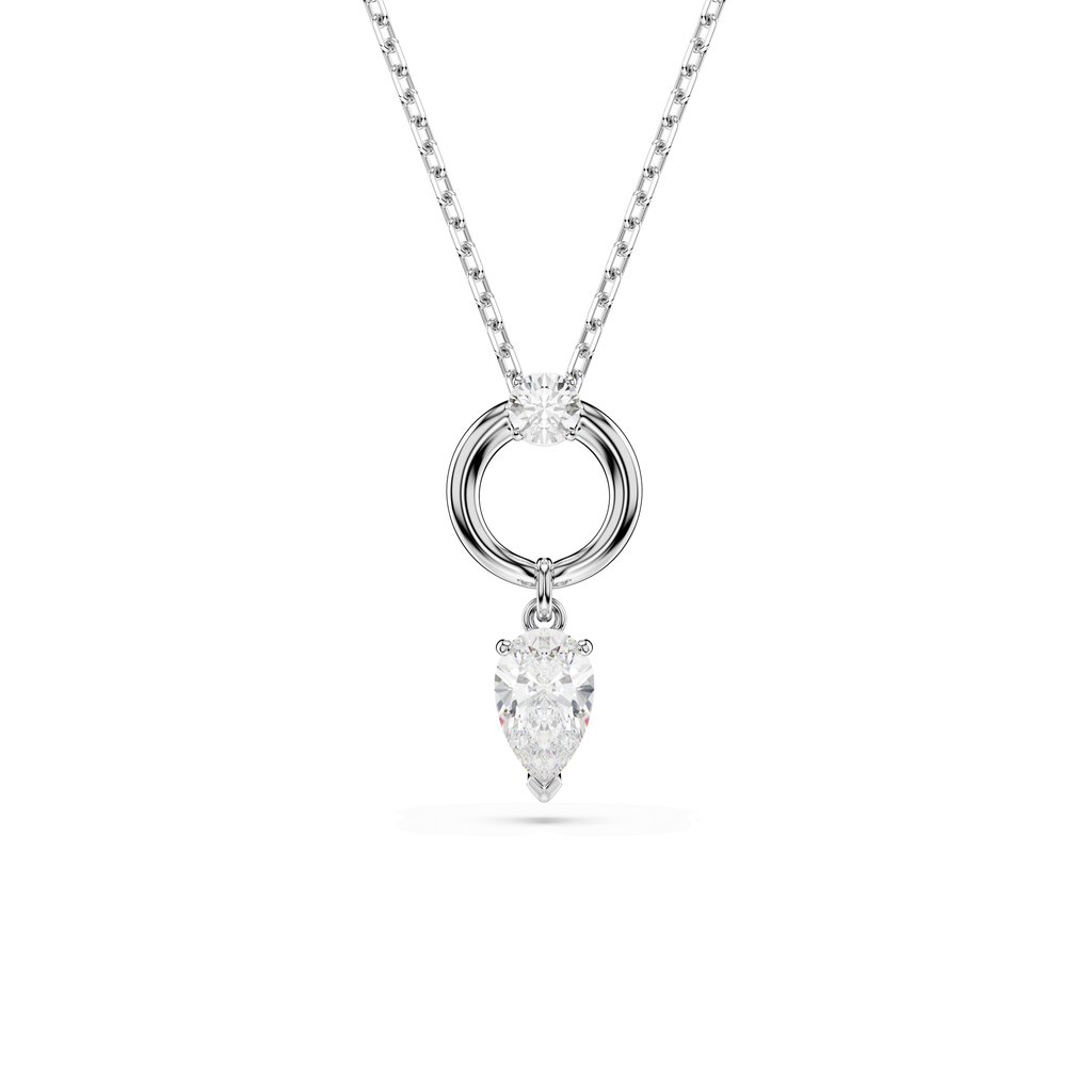 Swarovski Mesmera Pendant Pear Cut, White, Rhodium Plated