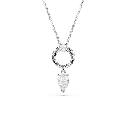 Swarovski Mesmera Pendant Pear Cut, White, Rhodium Plated