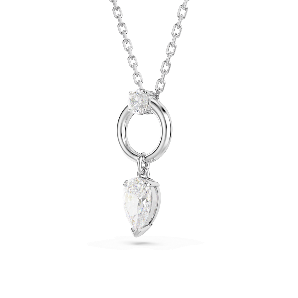 Swarovski Mesmera Pendant Pear Cut, White, Rhodium Plated — view 3