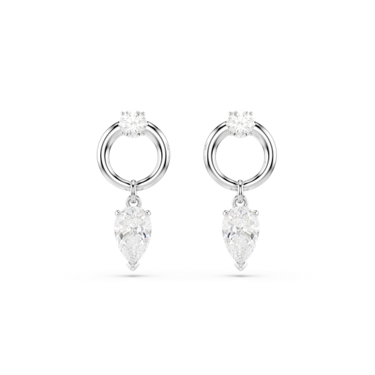 Swarovski Mesmera Drop Earrings Mixed Cuts, White, Rhodium plated