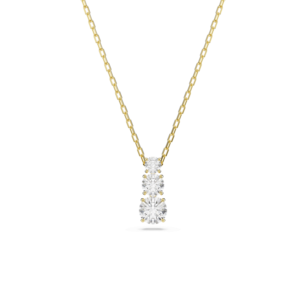 Swarovski Stilla Attract Pendant Round Cut, White, Gold Plated