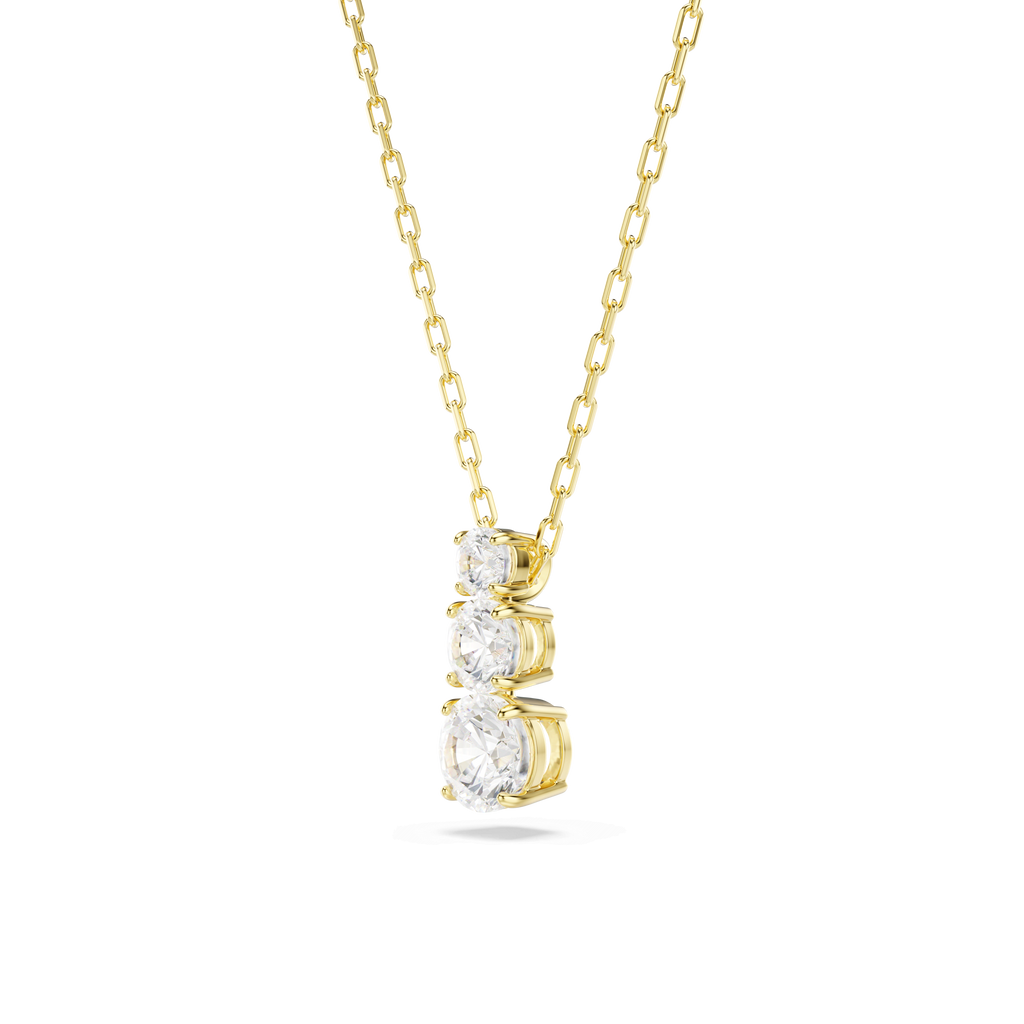 Swarovski Stilla Attract Pendant Round Cut, White, Gold Plated — view 3