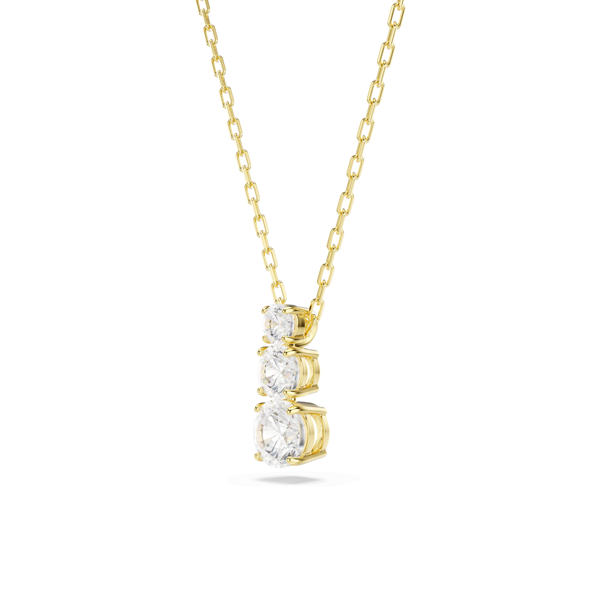 Swarovski Stilla Attract Pendant Round Cut, White, Gold Plated — view 3