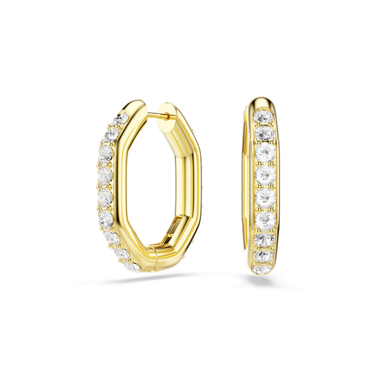 Swarovski Dextera Octagon Round Cut Crystal Hoop Earrings Gold Plated