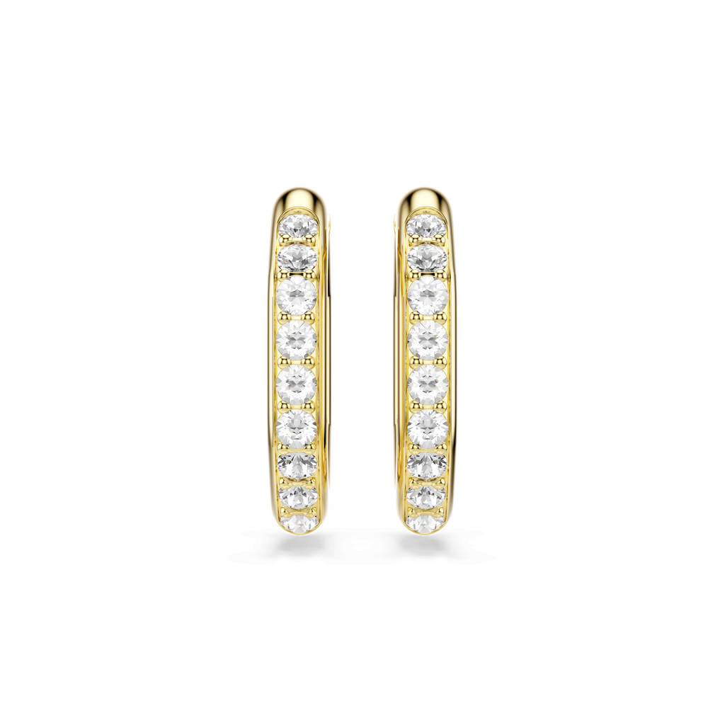 Swarovski Dextera Octagon Round Cut Crystal Hoop Earrings Gold Plated — view 2