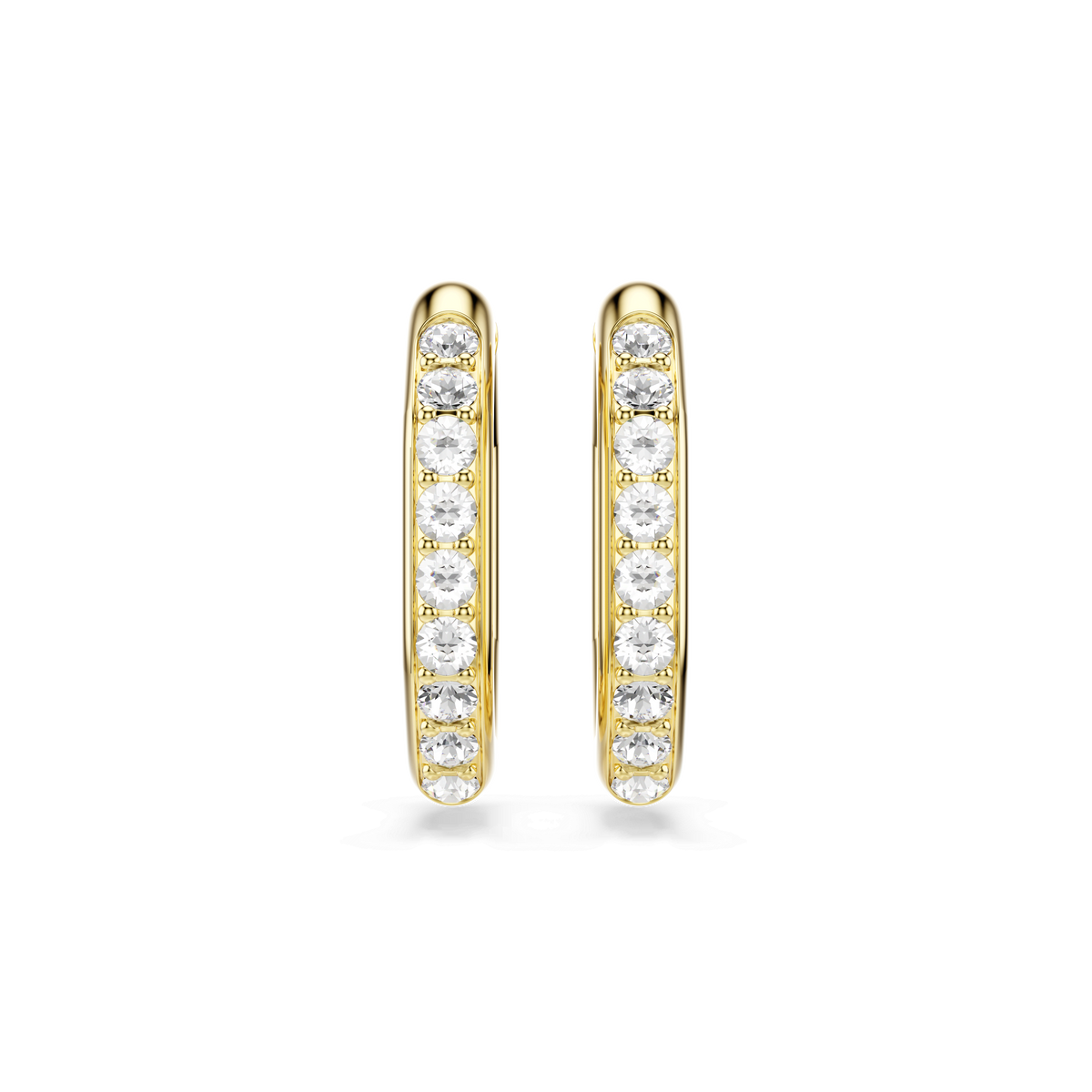 Swarovski Dextera Octagon Round Cut Crystal Hoop Earrings Gold Plated — view 2
