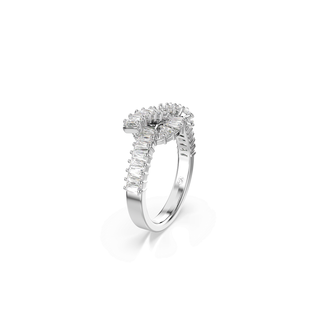 Swarovski Matrix Ring Baguette Cut, Knot, White, Rhodium Plated — view 2