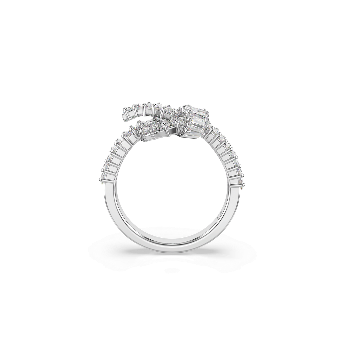 Swarovski Matrix Ring Baguette Cut, Knot, White, Rhodium Plated — view 3
