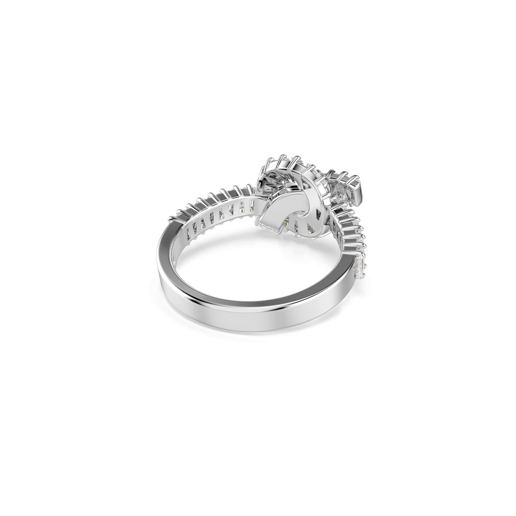 Swarovski Matrix Ring Baguette Cut, Knot, White, Rhodium Plated — view 4