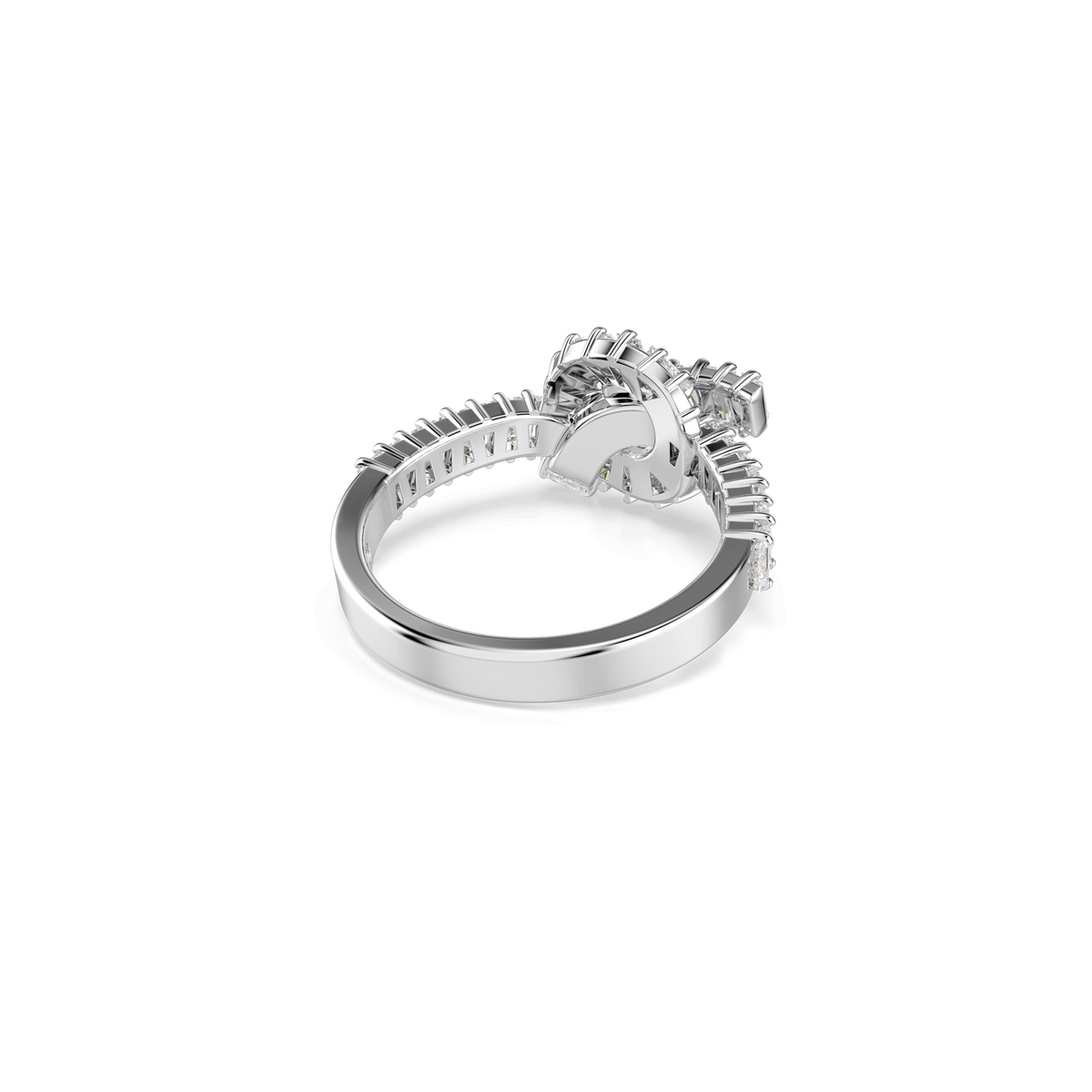 Swarovski Matrix Ring Baguette Cut, Knot, White, Rhodium Plated — view 4