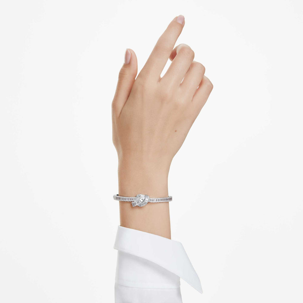 Swarovski Matrix Bangle Baguette Cut, Knot, White, Rhodium Plated — view 2