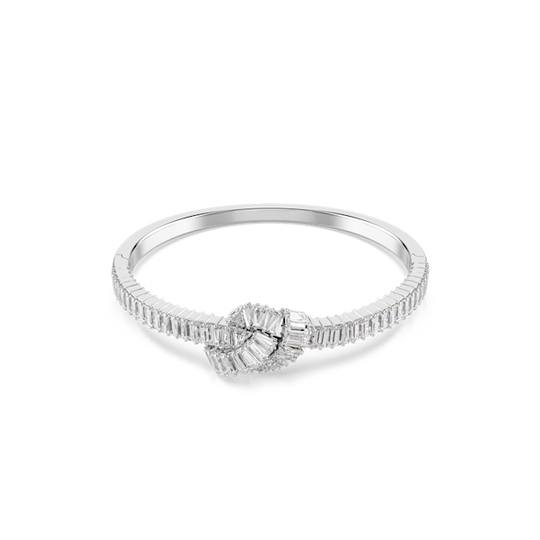 Swarovski Matrix Bangle Baguette Cut, Knot, White, Rhodium Plated