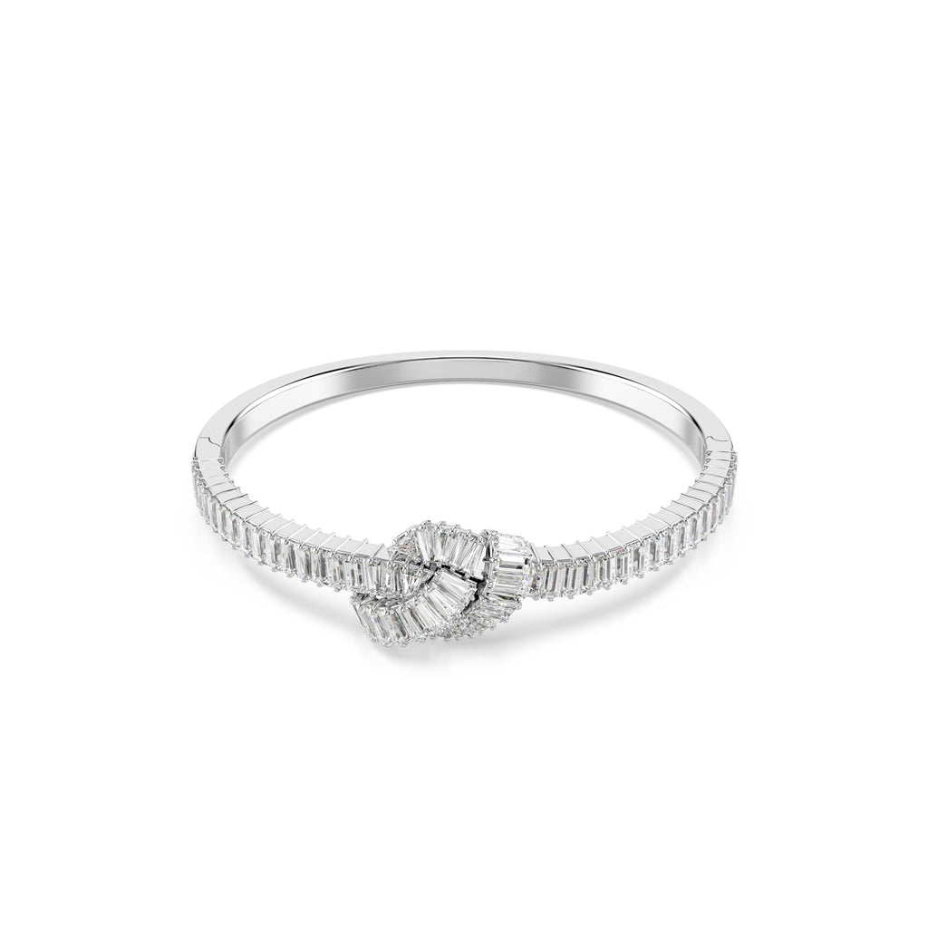 Swarovski Matrix Bangle Baguette Cut, Knot, White, Rhodium Plated