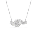 Swarovski Matrix pendant Baguette cut, Knot, White, Rhodium plated