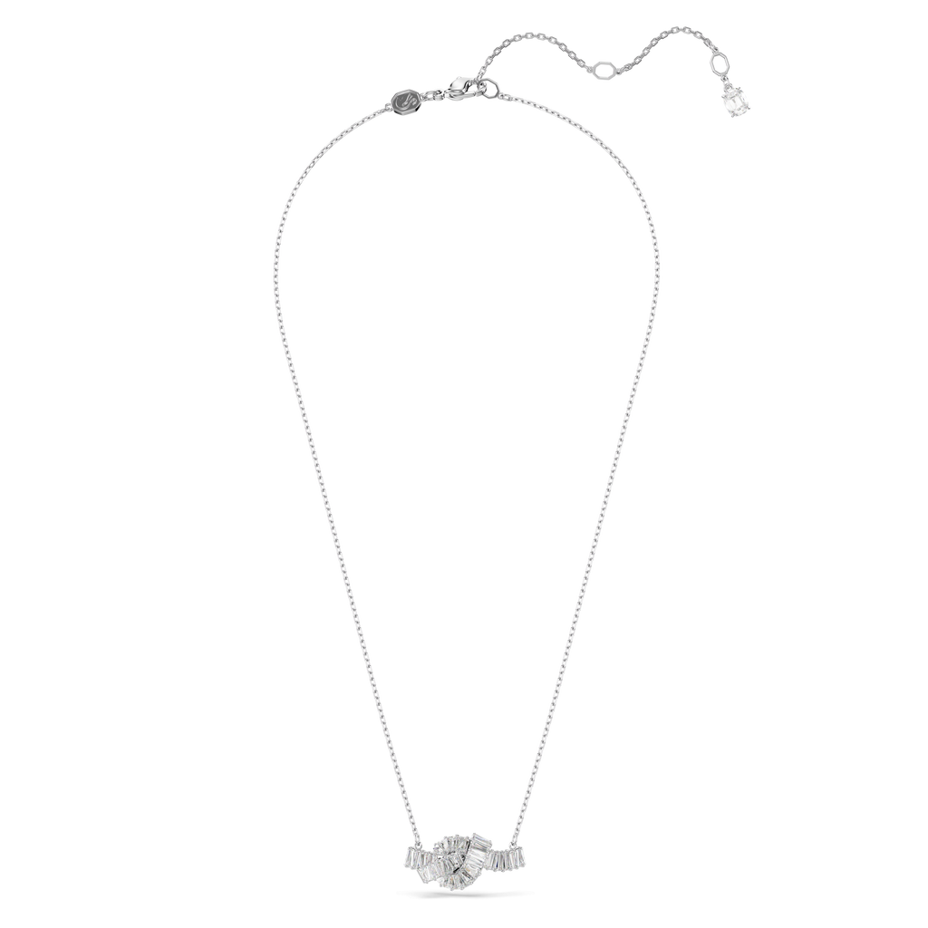 Swarovski Matrix pendant Baguette cut, Knot, White, Rhodium plated — view 2