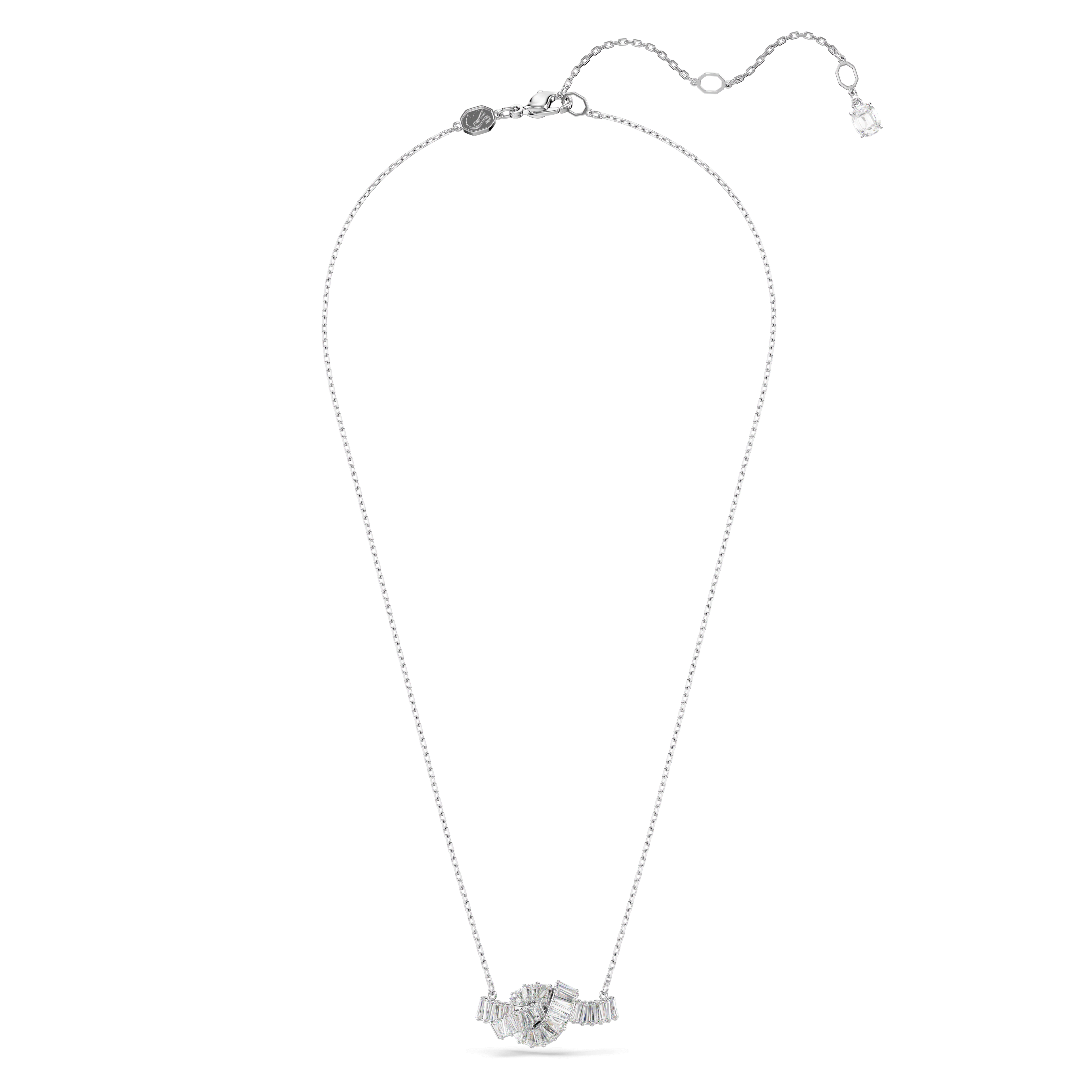 Swarovski Matrix pendant Baguette cut, Knot, White, Rhodium plated — view 2