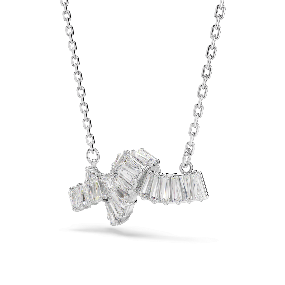 Swarovski Matrix pendant Baguette cut, Knot, White, Rhodium plated — view 3