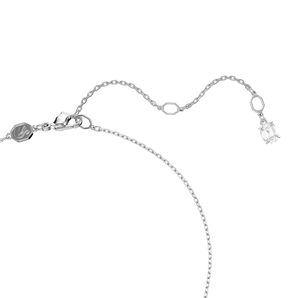 Swarovski Matrix pendant Baguette cut, Knot, White, Rhodium plated — view 4