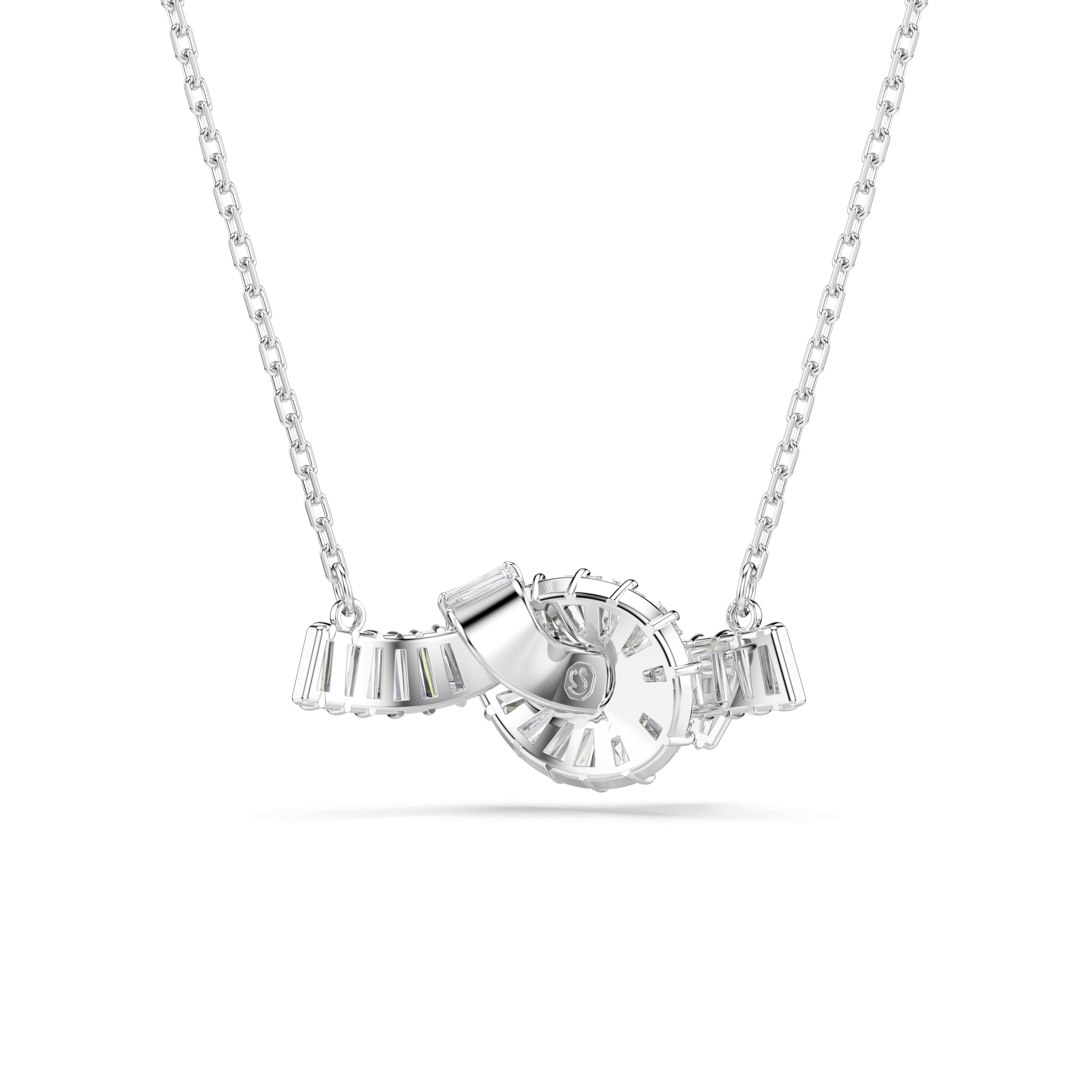 Swarovski Matrix pendant Baguette cut, Knot, White, Rhodium plated — view 5