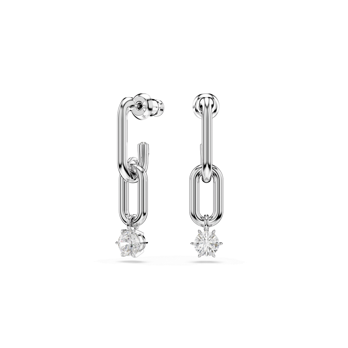 Swarovski Constella Drop Earrings Round Cut, White, Rhodium plated
