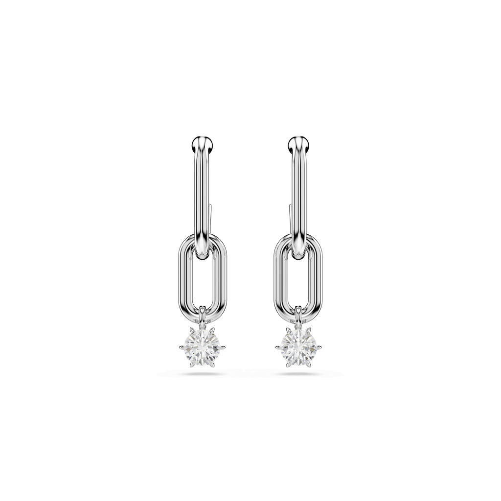 Swarovski Constella Drop Earrings Round Cut, White, Rhodium plated — view 2