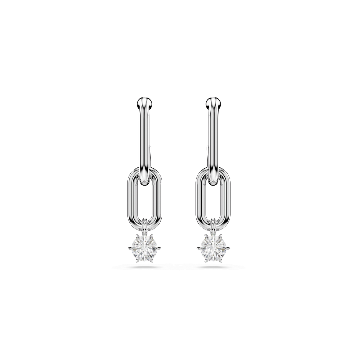 Swarovski Constella Drop Earrings Round Cut, White, Rhodium plated — view 2