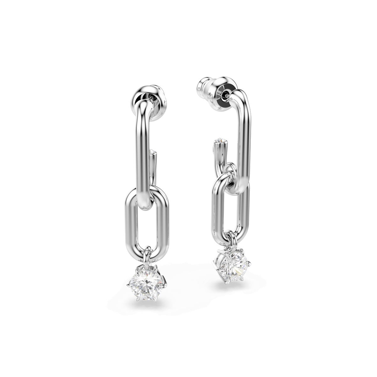 Swarovski Constella Drop Earrings Round Cut, White, Rhodium plated — view 3