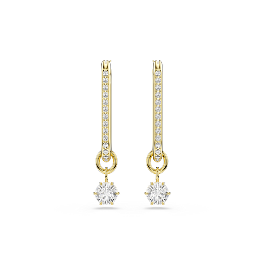 Swarovski Constella Drop Earrings Round Cut, White, Gold-tone Plated