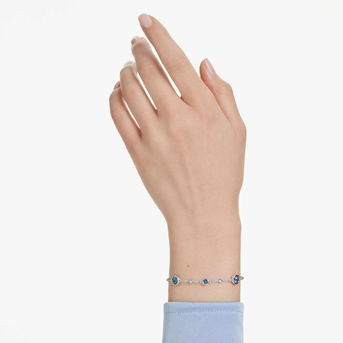 Swarovski Imber Bracelet Round Cut, Blue, Rhodium Plated — view 2