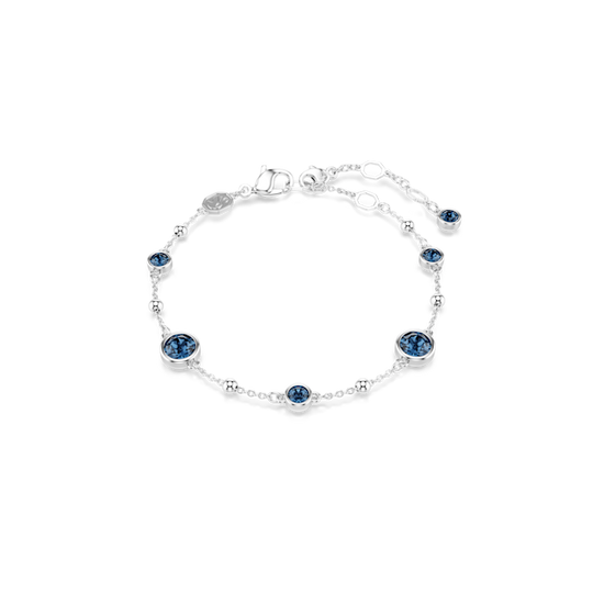 Swarovski Imber Bracelet Round Cut, Blue, Rhodium Plated