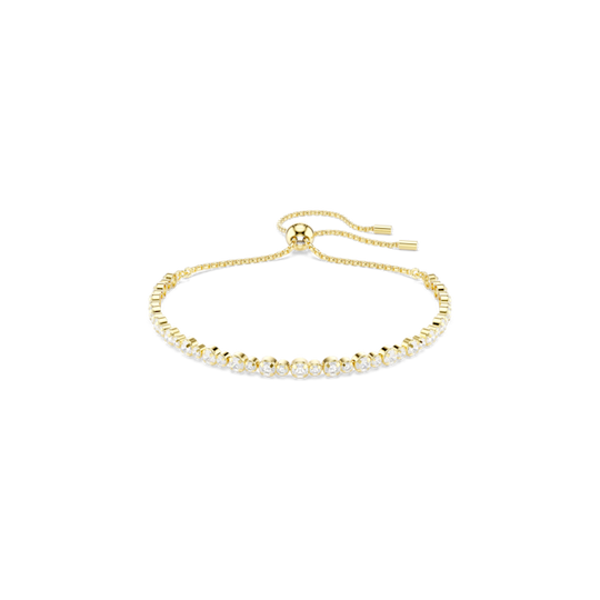 Swarovski Matrix Tennis Bracelet Round Cut, White, Gold-tone Plated