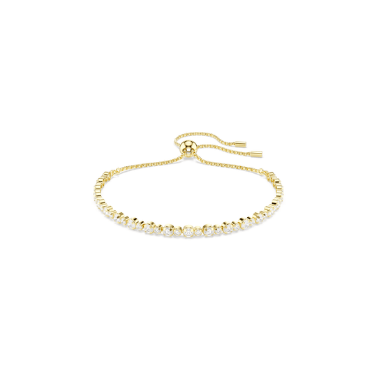 Swarovski Matrix Tennis Bracelet Round Cut, White, Gold-tone Plated