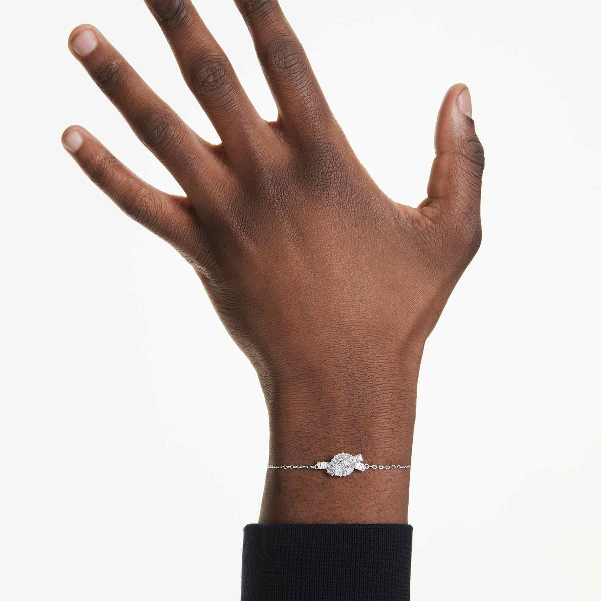 Swarovski Matrix Baguette Cut Knot Bracelet Rhodium Plated — view 2