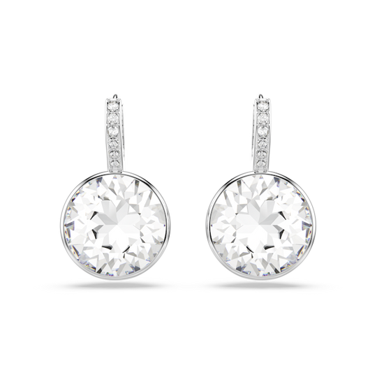 Swarovski Matrix Drop Round Cut Crystal Earrings Rhodium Plated